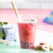Load image into Gallery viewer, bubble tea with strawberry flavour and blueberry popping boba
