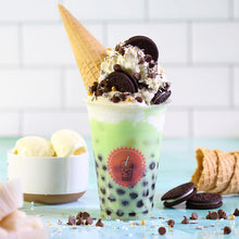 Load image into Gallery viewer, honeydew melon bubble tea powder with tapioca and ice cream oreos
