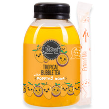 Load image into Gallery viewer, Tropical Ready To Drink Bubble Tea Bottle - Contains Passion Fruit Popping Boba, Mango Iced Tea &amp; Straw - 250ml
