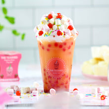 Load image into Gallery viewer, mango bubble tea with strawberry popping boba
